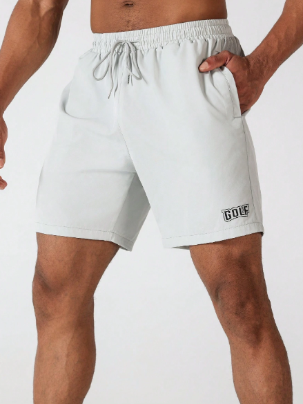 Men's Summer Casual Drawstring Waist Letter Printed Sports Shorts