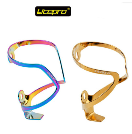 Litepro Original Bicycle Equipment Aluminum Water Bottle Holder Support Rainbow Color Plating Process Ultra-Light Water Cup Protector for Folding Bikes, Road Bikes, MTB Mountain Bikes, Bicycle Collar 