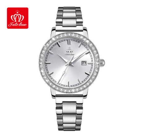Fate Love Watch For Women Waterproof Leather Strap Stainless Steel With Box Original Quartz Luminous Authentic Fashion Watches WHITE DIAL SILVER CASE STRAP