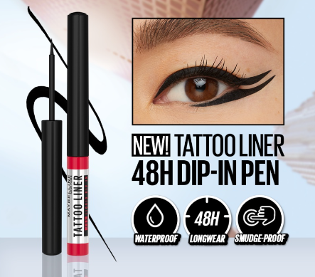 Maybelline Tattoo Liner 48HR Dip-In Pen [Liquid Eyeliner, Waterproof, Smudge-proof, Eye Makeup]
