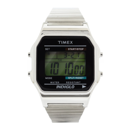 Timex Classic 80s Silver Stainless Steel Digital Watch For Men T78587 STYLE