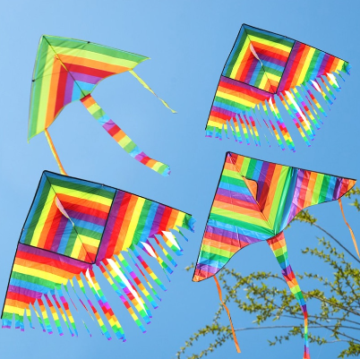 Long Tail Rainbow Kite with Kite String 100M Outdoor Beach Exercise 1.2M for Children Kids Adult Toy