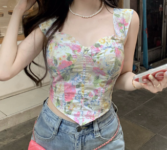 Lovito Casual Floral Pattern Tank Top for Women LNA11134 White