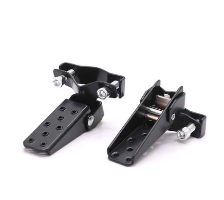 Knight Motorcycle Bike Universal Shock Footrest Pair FULL ALLOY FOOTREST BLACK/SILVER
