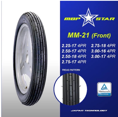 Mbp Star 3.00 X 17 -4ply Front Motorcycle Tire
