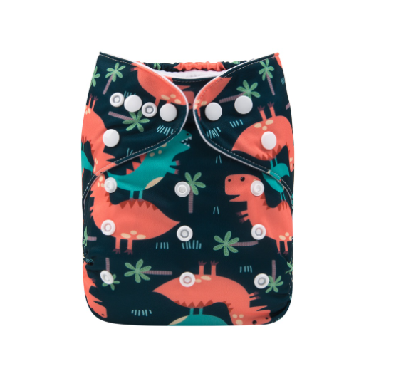 Alva Baby Cloth Diapers 1Set With Bamboo Charcoal Insert Printed Washable Diapers Cloth Diaper Pocket Nappy D23