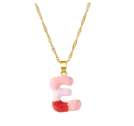 Fashion Simple English Capital A-Z Necklace Colorful 26 Letters Necklaces For Men And Women Jewelry Gifts Drip Oil Summer Letter E