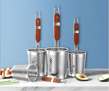 Nipin by Mitsushi Stainless Steel Mesh Food Strainer Basket Noodle Strainer Colander for Restaurant