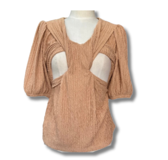 Nursing Blouse Puff Sleeve Plain Bark Nursing Top Breastfeeding Blouse Nursing wear Baptismal Outfit NB2