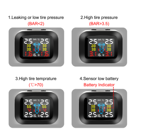 USB TPMS Auto Security Alarm Systems LCD Display Mini Car Tire Pressure Monitoring System