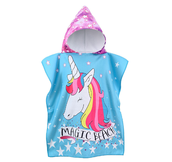 Children Bath Towel Cartoon Printed Baby Can Wear Hooded Bathrobe Beach Swimming Windproof Quick-Drying Cloak Kids Beach Towels T11
