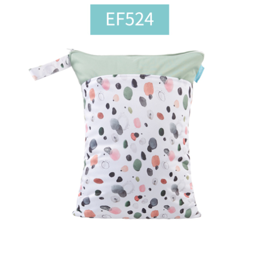 Happyflute 1PC Reusable Waterproof Fashion Prints Wet And Dry Diaper Bag Double Pocket Cloth Handle Wetbags DB26