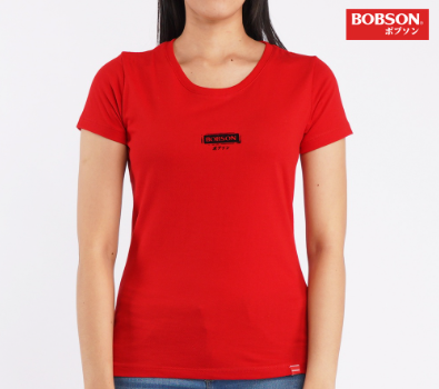 Bobson Japanese Ladies Basic Round Neck T-Shirt for Women Trendy RegularFit 126643-U Barbados Cherry
