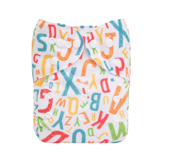 Alva Baby Cloth Diapers 1Set With Bamboo Charcoal Insert Printed Washable Diapers Cloth Diaper Pocket Nappy D27