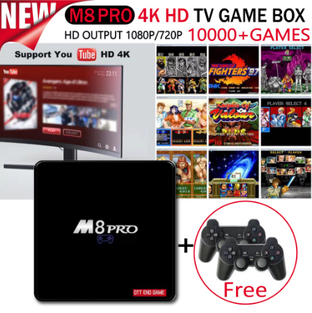 M8 PRO 5G 4K 8+128G Android Ultra HD TV Box + Android TV Box GAME BOX 4K 10000 Games Video Game Console