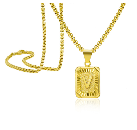26 Letter Necklace Initial Pendant Men Women Fashion New Gold Plated Silver Plated Box Chain 22 Inch Factory Wholesale V