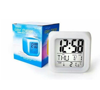 Color Change Alarm Clock Cube 7 Colors Clock LED Change LCD