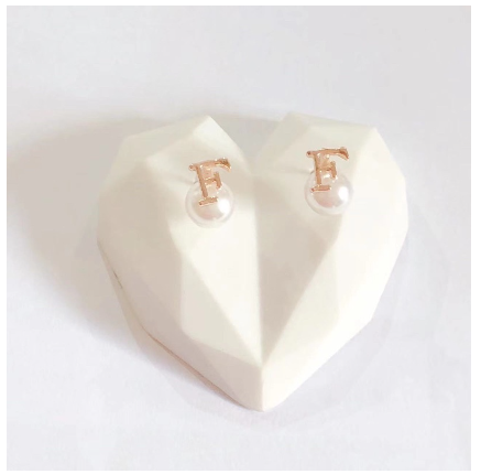 Fashion Jewelry Bangkok Rose Rold Plated Pearl Letter Stud Earrings Hikaw for Women F