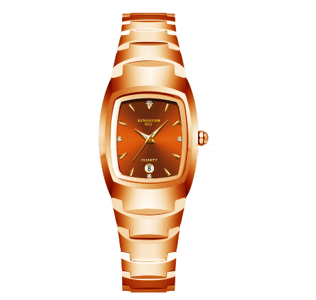 Fashion Tungsten Steel Color Square Couple Style Steel Band Calendar Watch Waterproof Luminous Men's and Women's Student F1