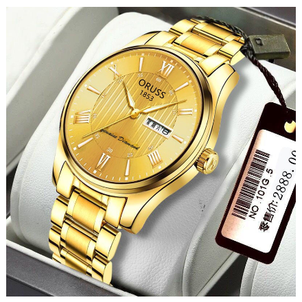 ORUSS Luxury Gold Watch for men Waterproof Dual Calendar Automatic Watch men Original Stainless Steel Fashion Men Watch Relo M4