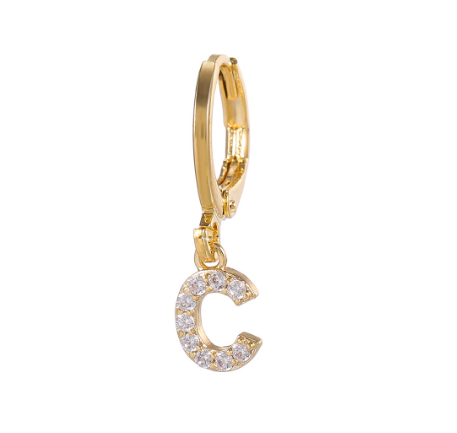 A-Z Letter Earrings Fashion Gold Plated Hoop Drop Earrings Diamond Stud Earrings Women's Jewelry C