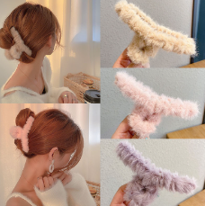 Korean Ins Plush Hair Clamp Clip Large Shark Hair Claw