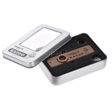 Wooden Kazoo Musical Instrument Ukulele Guitar Partner Wood Harmonica with Metal Box for Music Lover