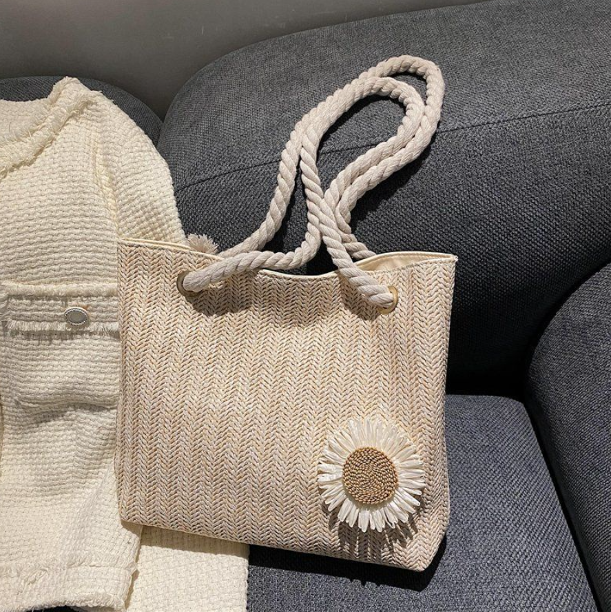 Korean Simple Fashion Stripe Shoulder Bag Portable Tote Bag