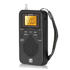 Portable Radio Mini AM FM Weather Radio Pocket Radio LCD Screen Digital Alarm Clock Radio Player