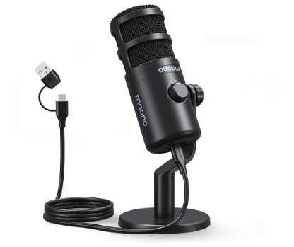 Maono PD100U USB Microphone Dynamic Mic Podcast Computer With Mic Gain For Pc