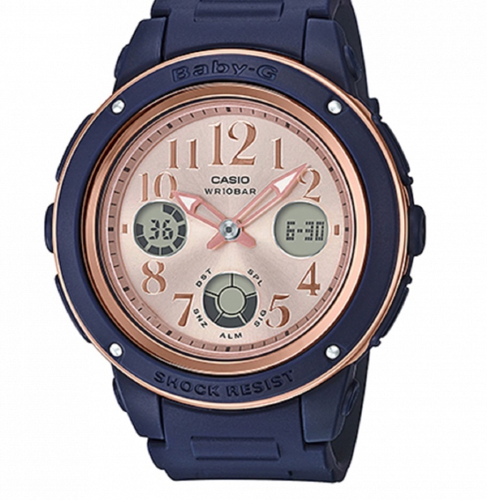 Casio Baby-g BGA-150PG-2B1 Digital Analog Rubber Strap Watch For Women