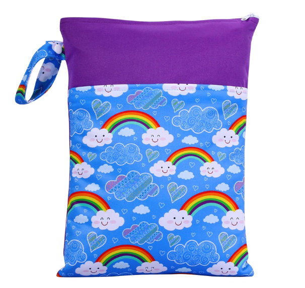 25x35cm Wet Dry Bags Double Pocket Zipper Wet Bag For Baby Cloth Diapers Washable Travel Bags Clothes with Two Zip Bag 003