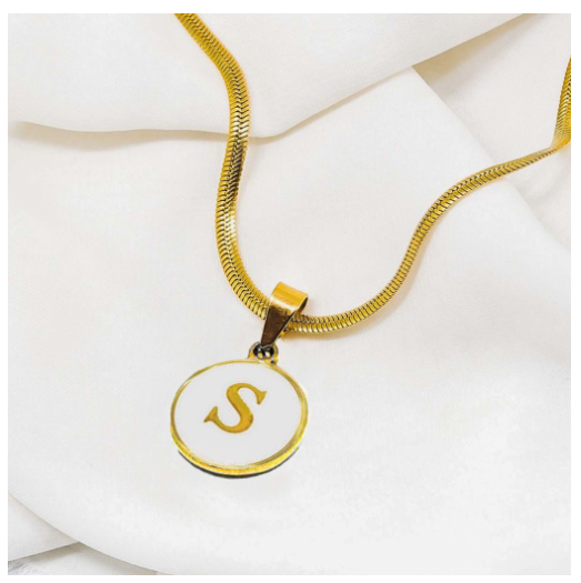 Laj 18k Gold Stainless Steel Initial Necklace SLP07  with LX873D NoFreeBox S