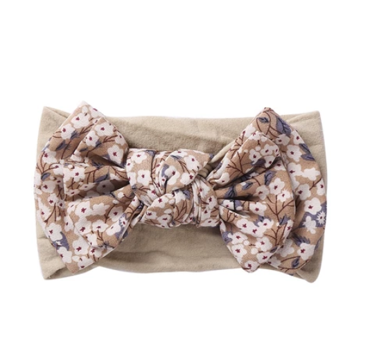New Chiffon Bow Print Children's Knotted Headband Baby High Elasticity Super Soft Baby Headband HB1