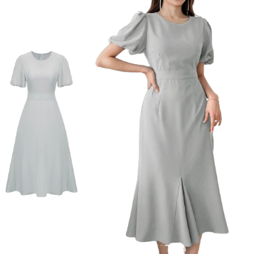 Lovito Women Casual Plain Ruffle Hem Dress L74ED081