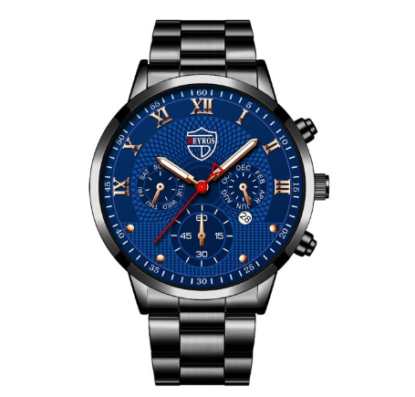 Men's Watch Sale Men's Waterproof Business Quartz Wristwatch Relo Ng Kalalakihan STEEL BLACK BLUE