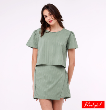 Red Girl Short Sleeves 2 In 1 Blouse And Skort RSLT08-0122