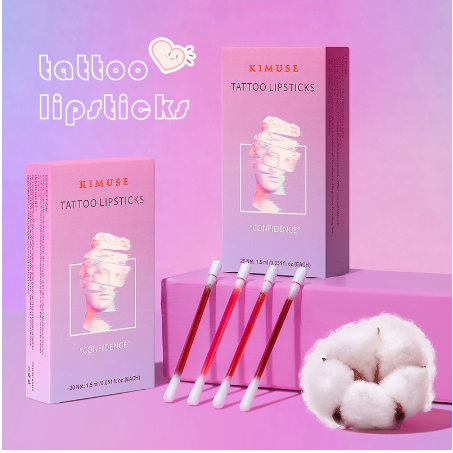 KIMUSE Tattoo Waterproof Lipstick Sweatproof Kissproof Lipgloss Long Lasting Lip Makeup Cotton Swab Lipstick