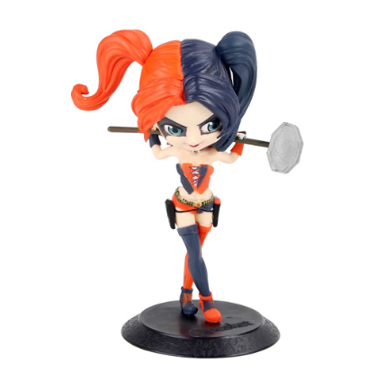 16cm Disney DC Comics Batman Q Version Harleen Quinzel Take Hammer Joker PVC Action Figures Toys Doll Model Kids Christmas Boxed Gifts