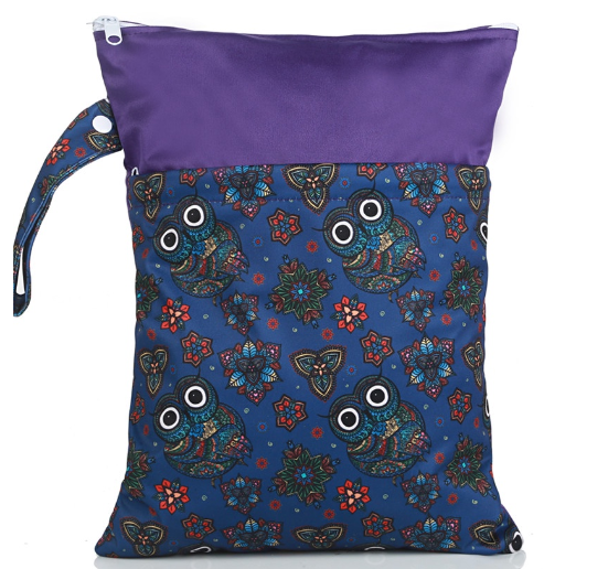 Reusable Waterproof Pattern Double Pocket Diaper Wet Bag DWB1