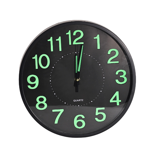 Edge 30CM Glow in The Dark Clock Luminous Numerals and Hands Lighted Wall Clock Decoration