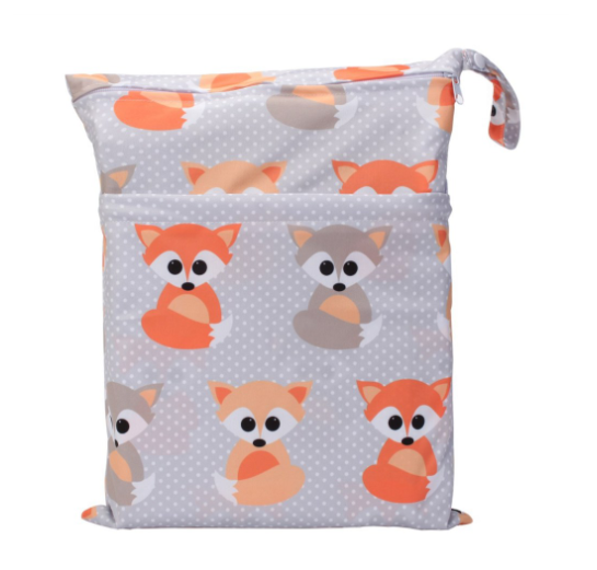 30x37cm Cloth Diaper Wet Dry Bags Double Zipper Mixed Color Printed Portable Waterproof Dag Storage Bag Swimwear Bag C49