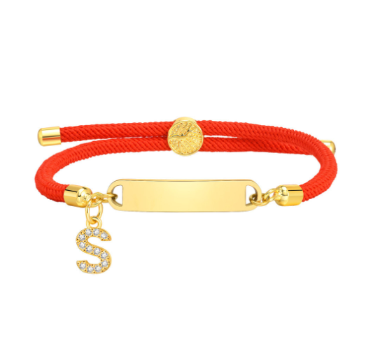 Vnox Custom Initial Letter Name Baby Bracelet Personalized Newborn Child Birth Gift Red Thread Rope Bracelet Adjustable Handchain S