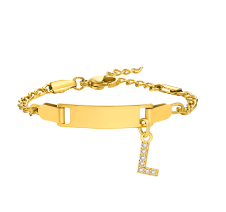 Vnox Baby Name Bracelet with Letter Pendant,Toddler Child ID Bracelet Girl Boy Birthday Gift L