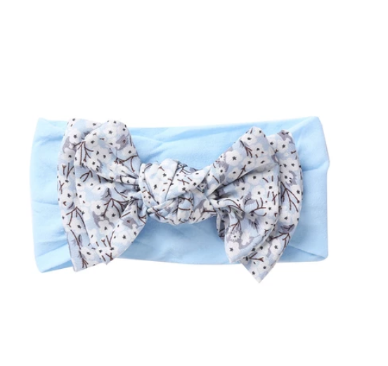 New Chiffon Bow Print Children's Knotted Headband Baby High Elasticity Super Soft Baby Headband HB4