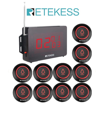Retekess TD136 Wireless Page Queue Restaurant Calling SystemTable Pager Host and Pagers For Staff Call Button Restaurant