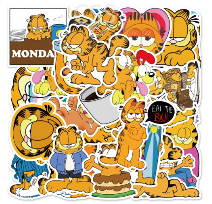 50Pcs/Set Garfield Cartoon Graffiti Waterproof Sticker Guitar Luggage Laptop Stickers Kids Toys