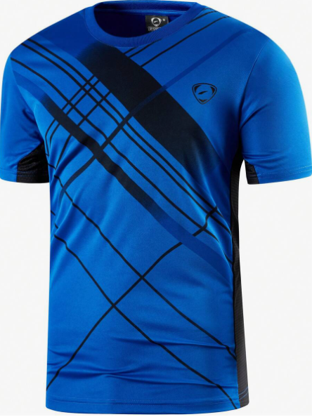 1pc Blue Men's Sports T-Shirt Short Sleeve, Close-Fitting Running Shirt, Tennis/Golf/Bowling/Badminton Jersey, Quick-Dry Clothes LSL133