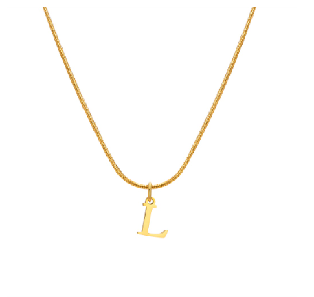Vnox Gold 26 Capital Letter Necklace for Women,Stainless Steel Initial Pendant Necklaces L