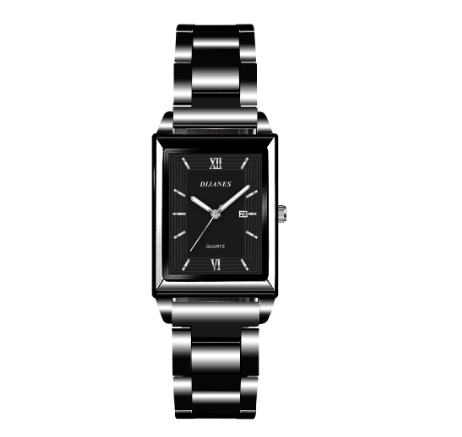 DJIANES Quartz Business Wacthes Mens Original Waterproof Steel Band Square Fashion Wristwatch Men Watch Relo Ng Kalalakihan BLACK SILVER